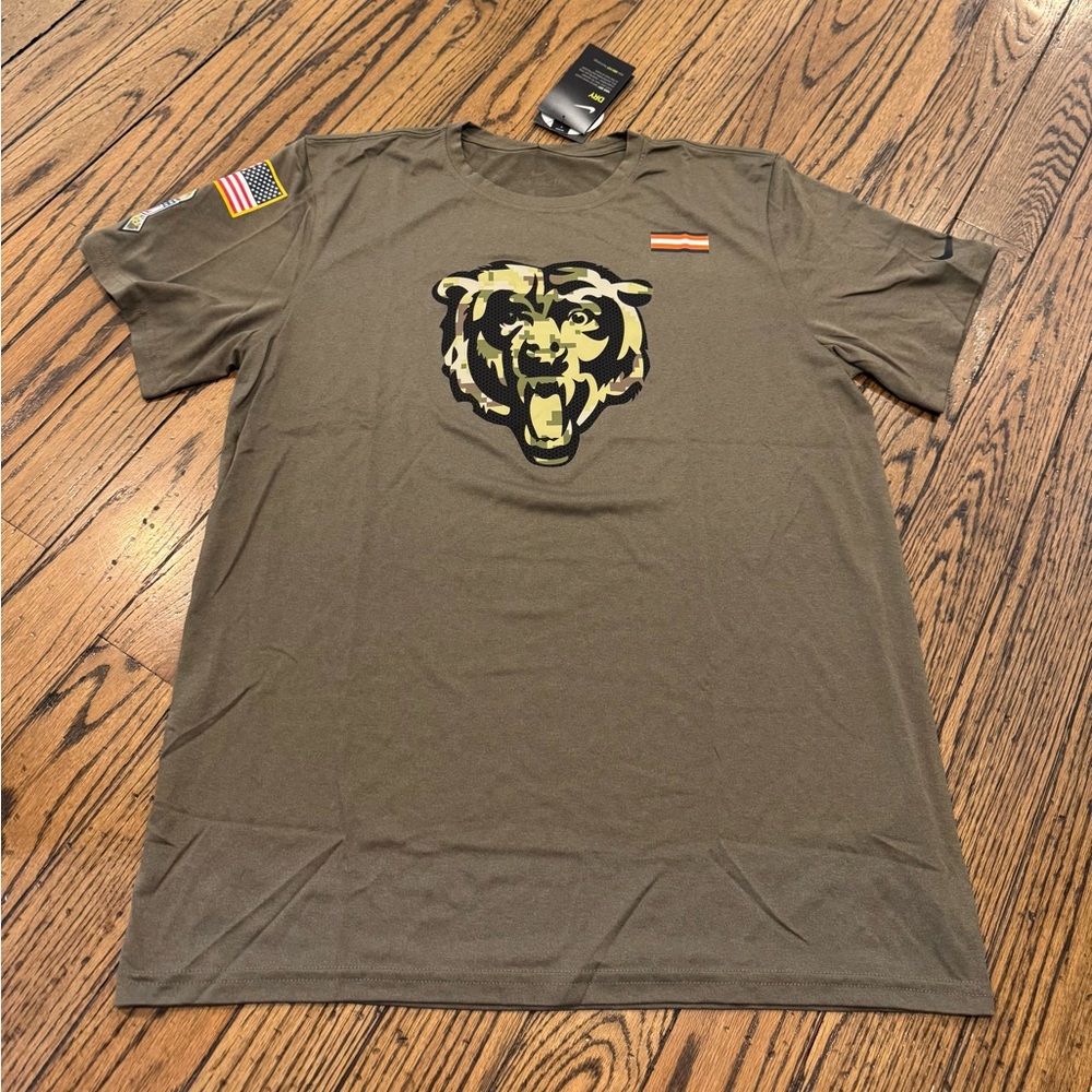 Chicago Bears Nike Olive Green Knit Short Sleeve Tee
